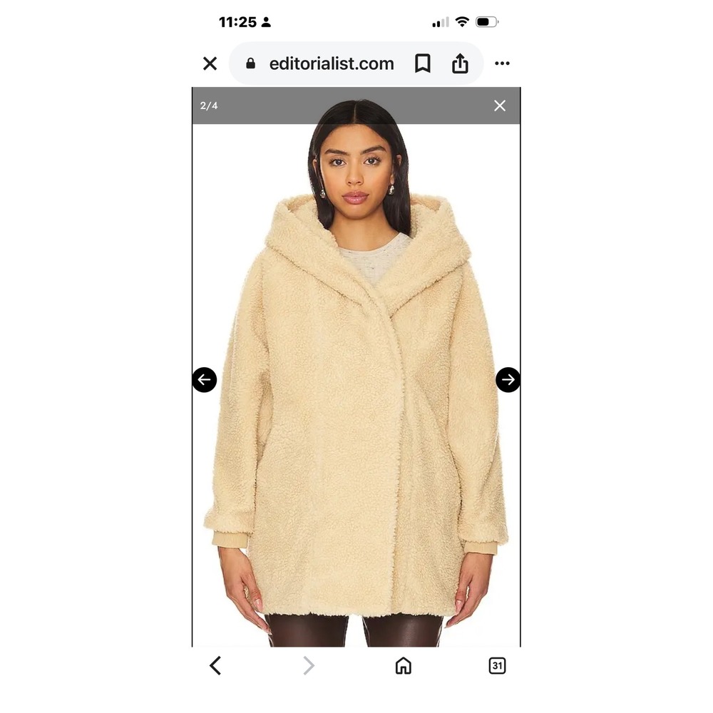 HATCH The Teddy Coat Women One Size Cream Hooded Snap Front Fleece